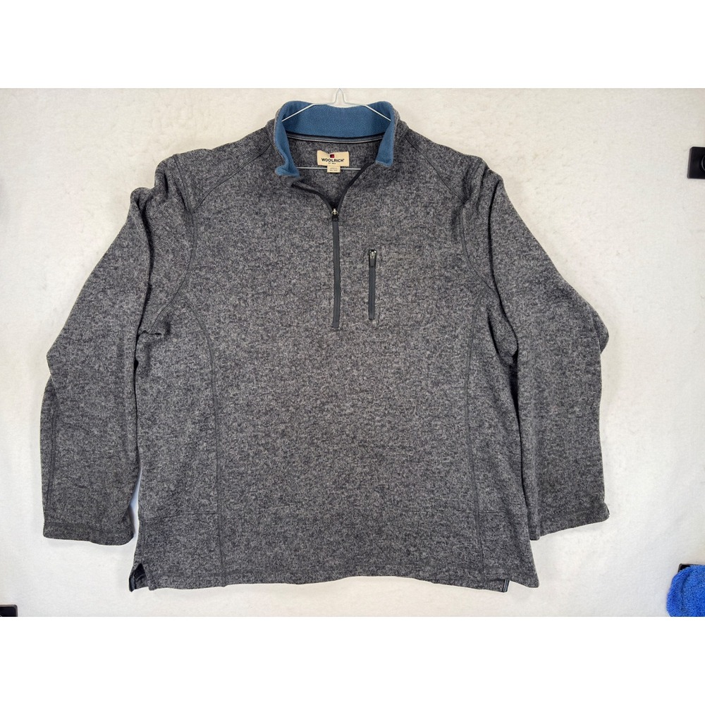 Woolrich Mens XXL Gray Heather Quarter Zip Fleece Lined Pullover Sweater